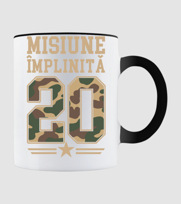 Misiune împlinită 20 model negru pe tricou