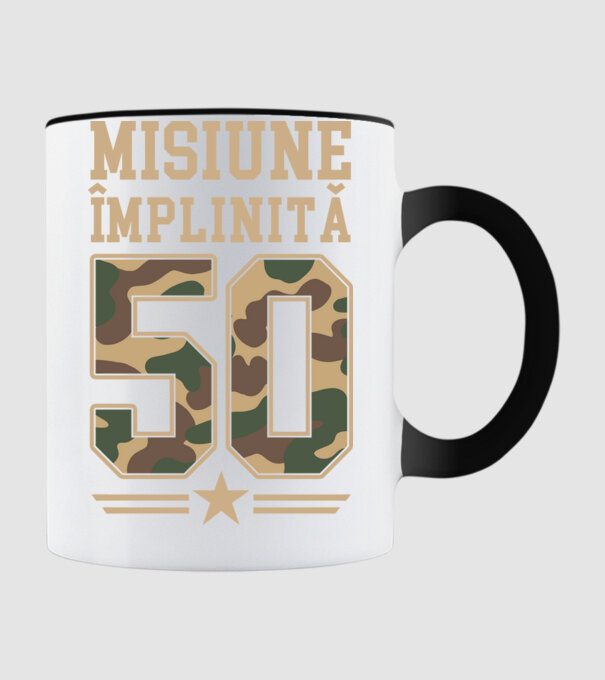 Misiune împlinită 50 model negru pe tricou