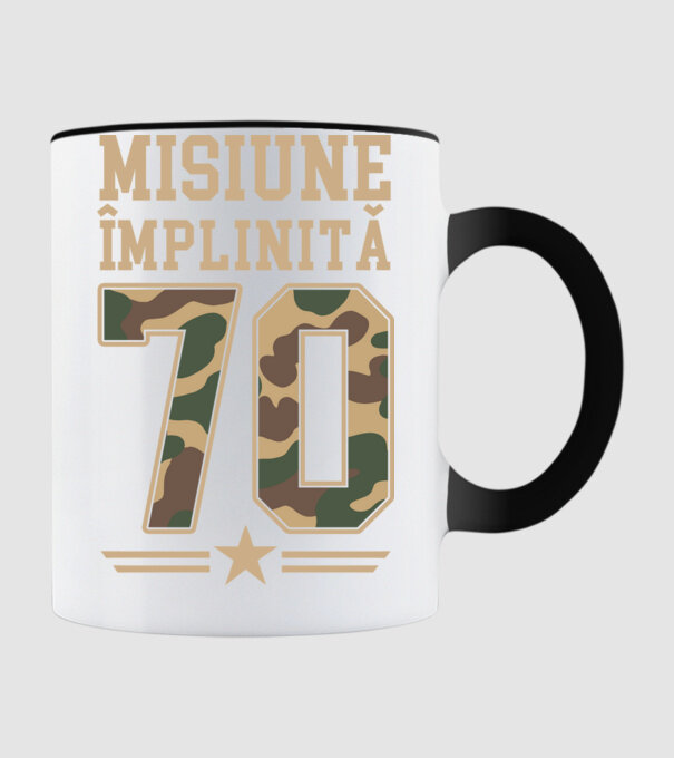 Misiune împlinită 70 model negru pe tricou