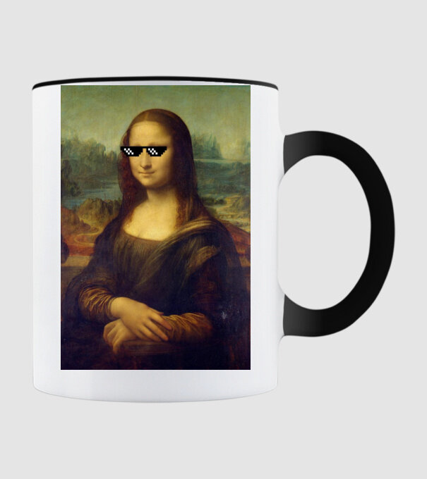 Mona Lisa Deal with it model negru pe tricou