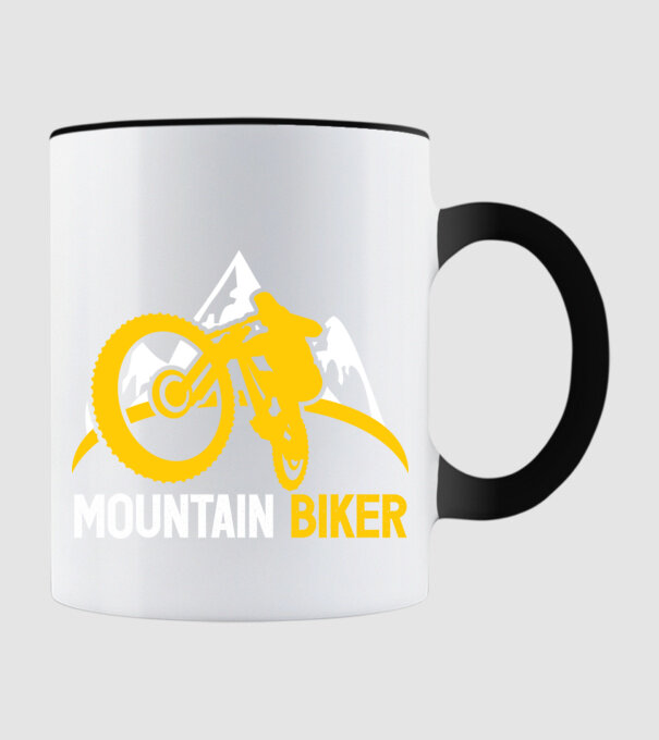 mountain biker model negru pe tricou