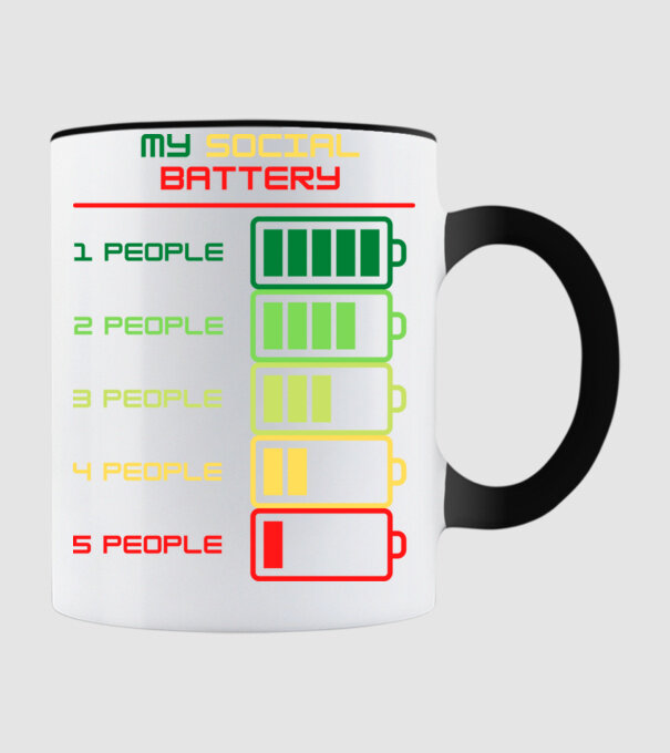 My social battery model negru pe tricou