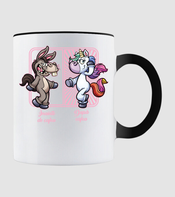 Înainte de cafea model negru pe tricou