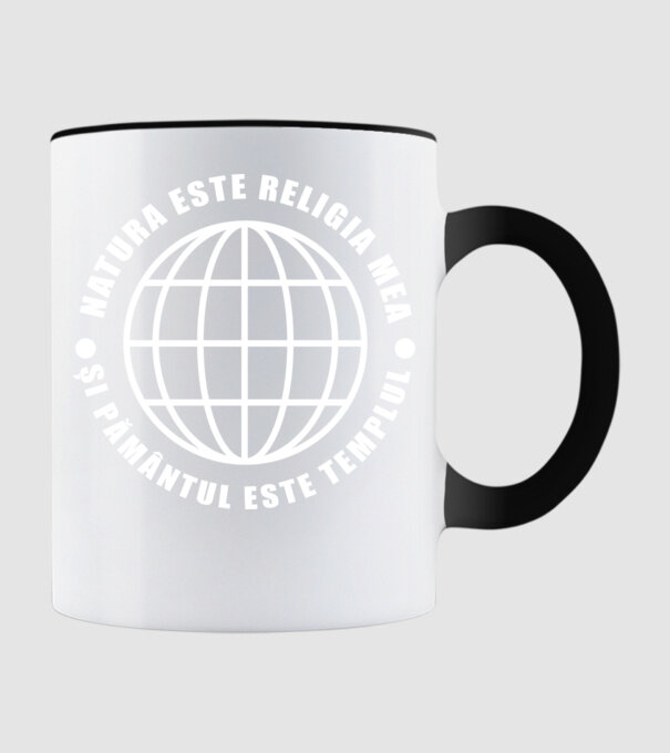 Natura este religia mea model negru pe tricou