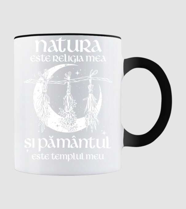 Natura este religia mea model negru pe tricou