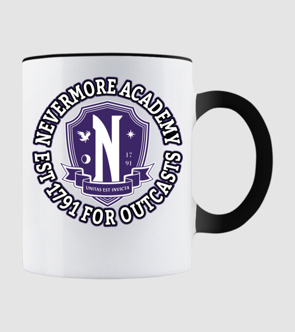 Nevermore academy model negru pe tricou
