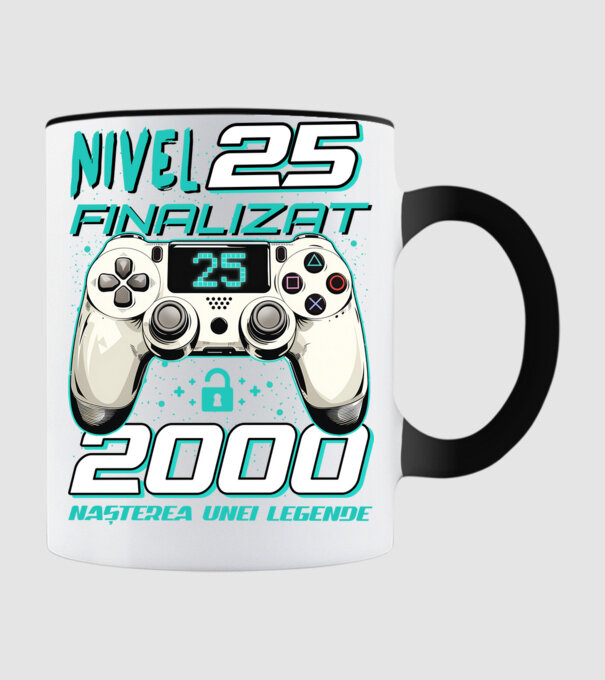 Nivel finalizat 25 2000 model negru pe tricou