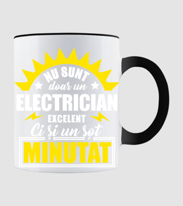 Nu sunt doar un electrician excelent, ci și un soț minunat! model negru pe tricou