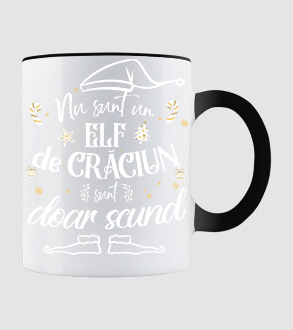 Nu sunt un elf de Crăciun, sunt doar scund Negru model negru pe tricou