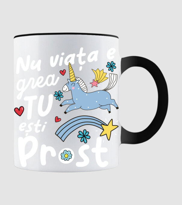 Nu viața e grea, tu ești prost model negru pe tricou