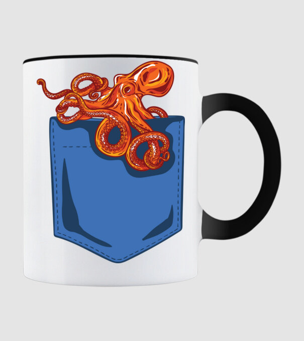 Octopus model negru pe tricou