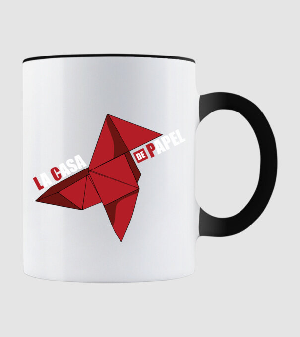 origami la casa de papel model negru pe tricou