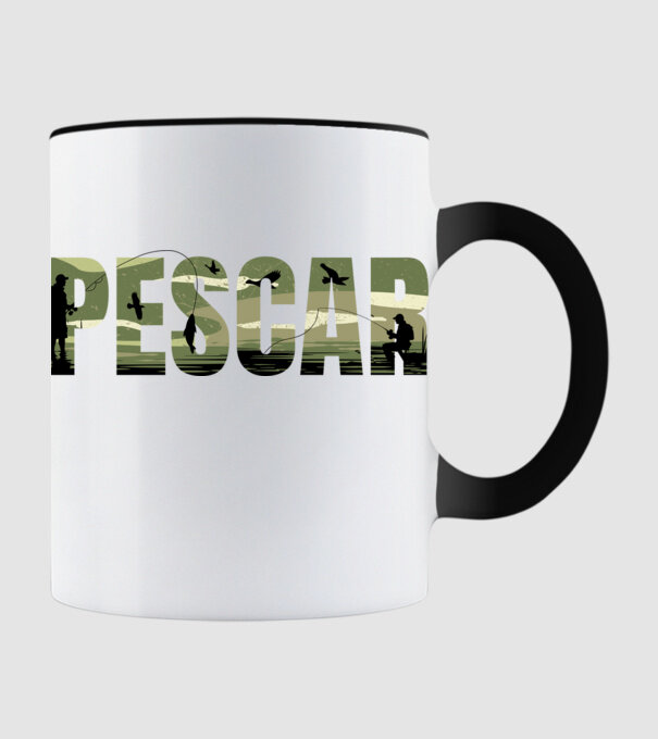 PESCAR model negru pe tricou