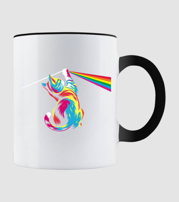 Pisica prismă model negru pe tricou
