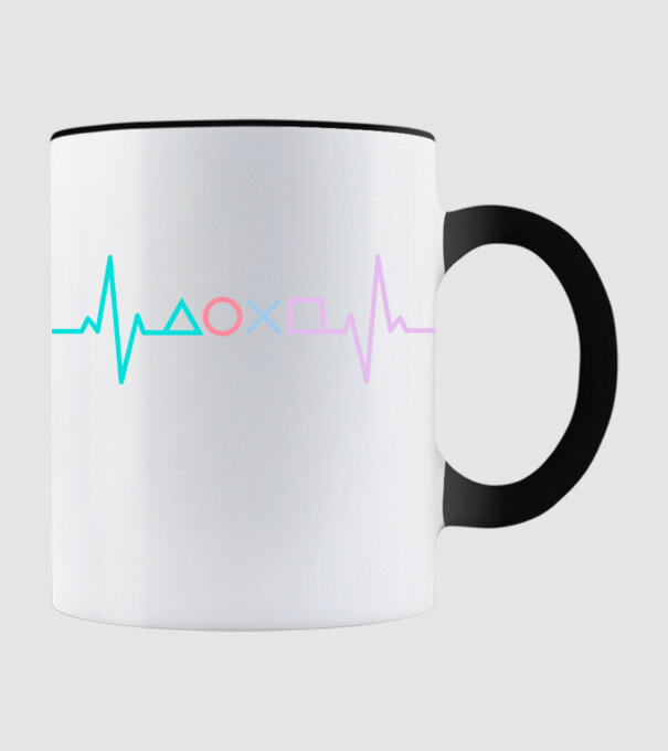 Playstation Symbols EKG model negru pe tricou