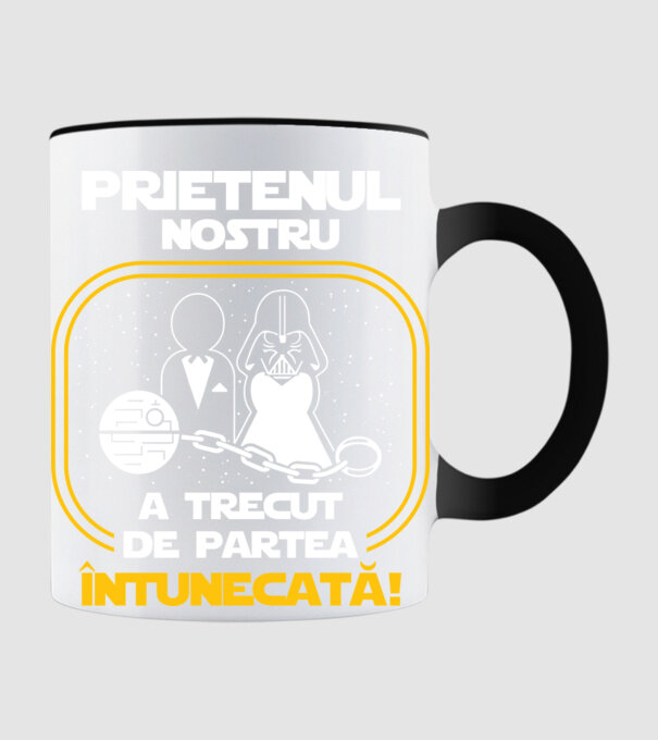 Prietenul nostru a trecut de partea întunecată model negru pe tricou