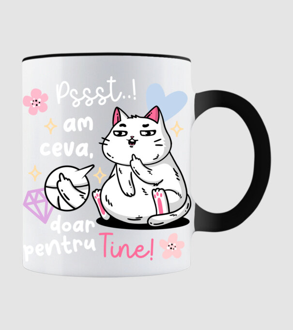 Pssst, am ceva doar pentru tine! model negru pe tricou
