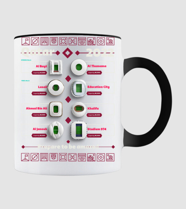 Qatar 2022 Stadiums model negru pe tricou