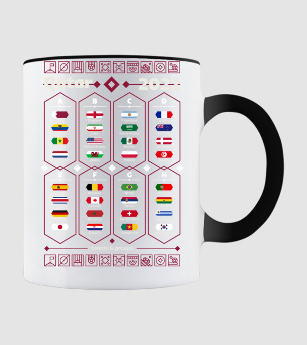 Qatar 2022 teams - groups model negru pe tricou