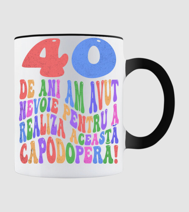 Realiza această capodoperă 40 model negru pe tricou