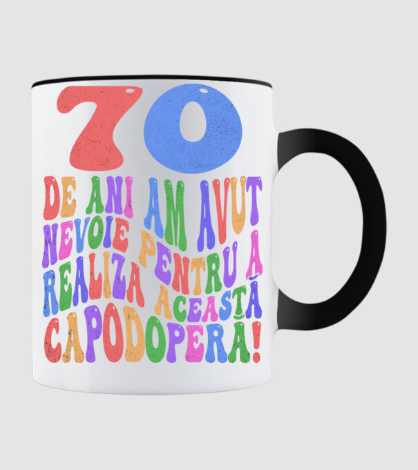 Realiza această capodoperă 70 model negru pe tricou