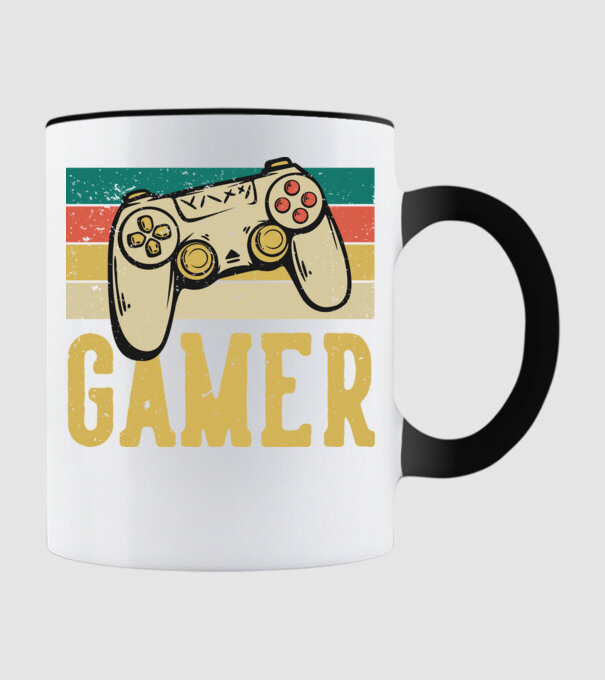 Retro gamer model negru pe tricou