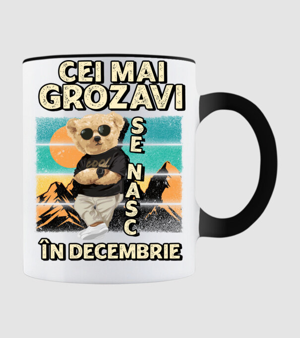 RETRO teddy DECEMBRIE model negru pe tricou