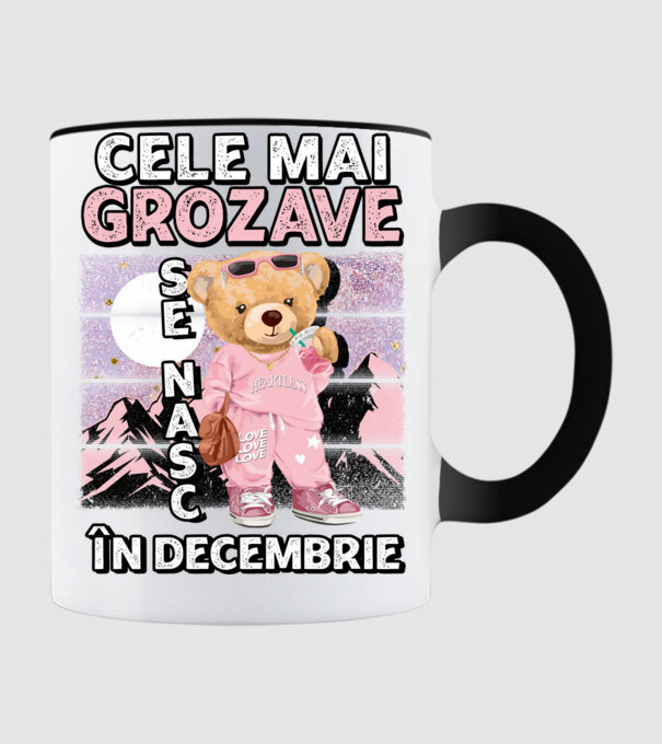 RETRO teddy fetişcană DECEMBRIE model negru pe tricou