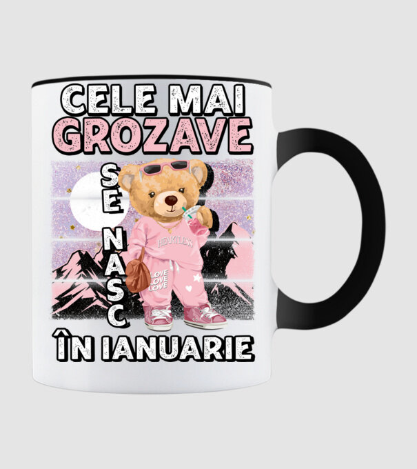 RETRO teddy fetişcană IANUARIE model negru pe tricou