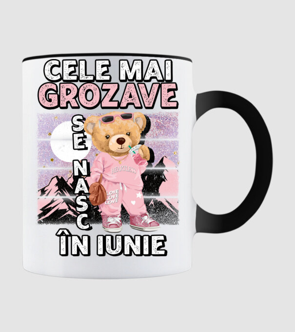 RETRO teddy fetişcană IUNIE model negru pe tricou