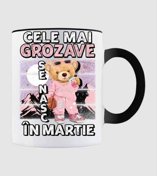 RETRO teddy fetişcană MARTIE model negru pe tricou