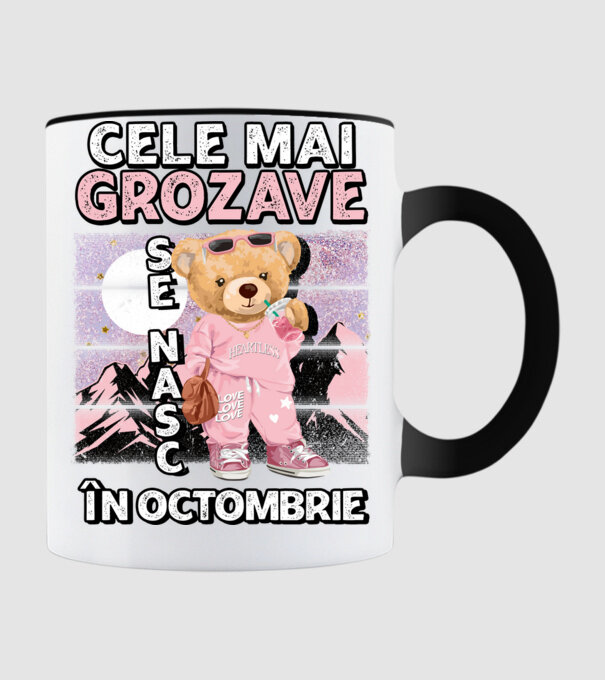 RETRO teddy fetişcană OCTOMBRIE model negru pe tricou