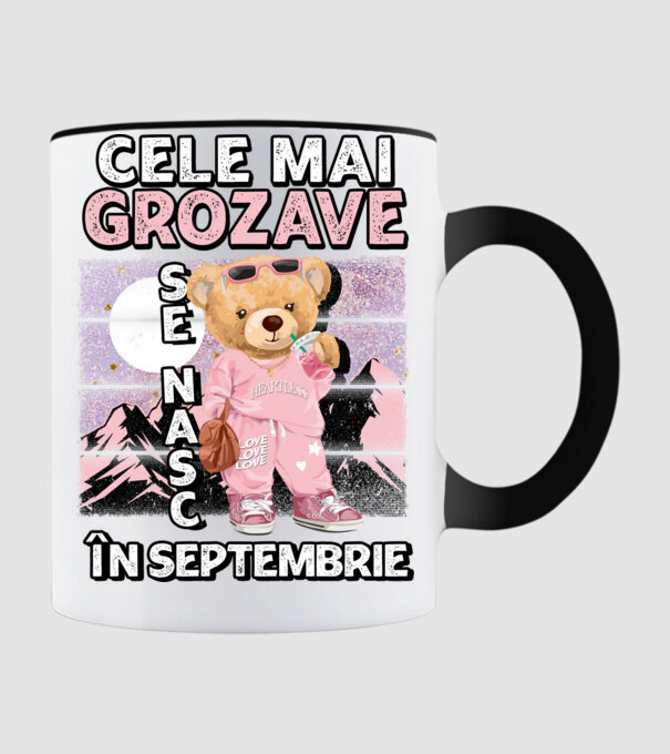RETRO teddy fetişcană SEPTEMBRIE model negru pe tricou
