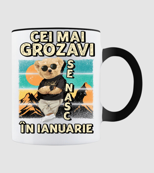 RETRO teddy IANUARIE model negru pe tricou