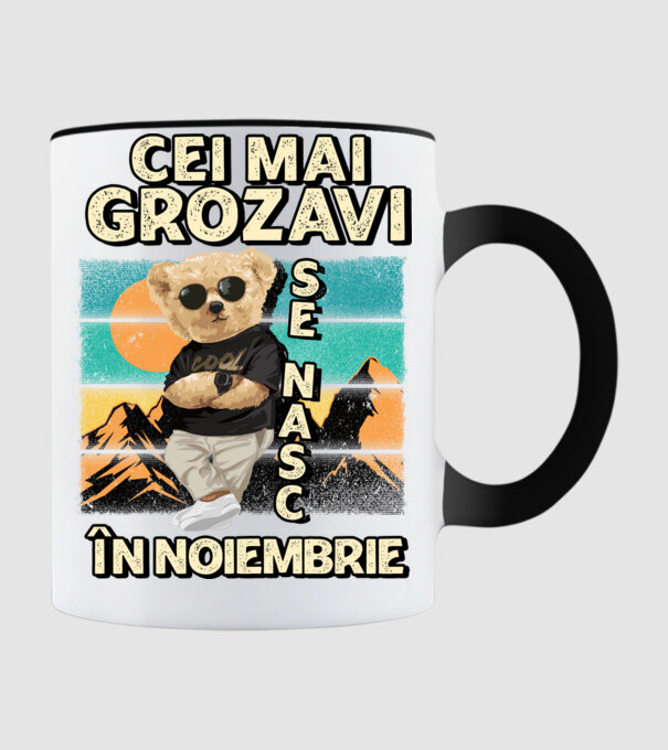 RETRO teddy NOIEMBRIE model negru pe tricou