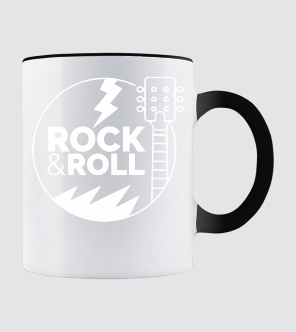 Rock n roll model negru pe tricou