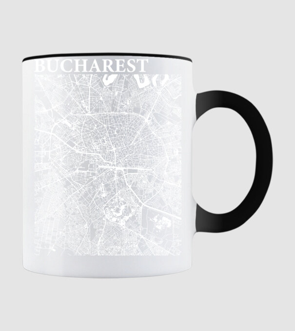 România Bucharest map model negru pe tricou