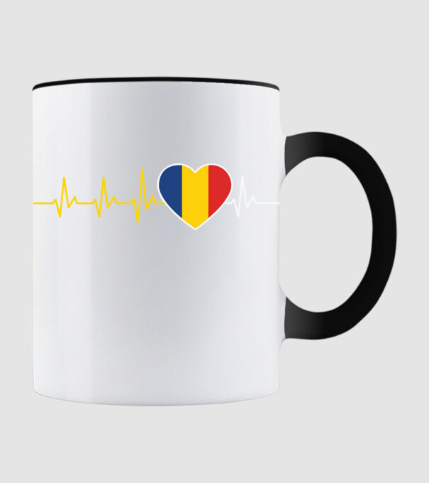 România heartbeat model negru pe tricou