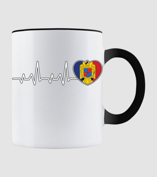 ROMANIA heartbeat model negru pe tricou
