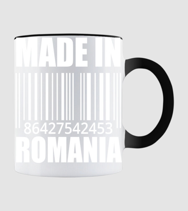România made in model negru pe tricou