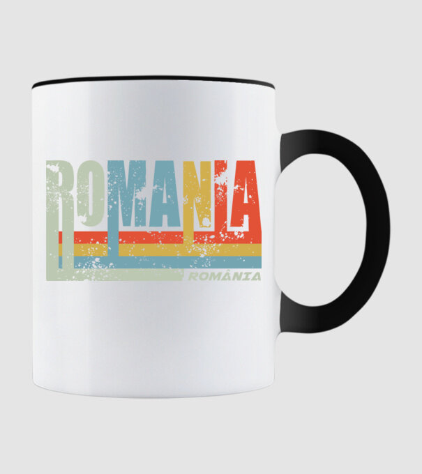 România retro model negru pe tricou