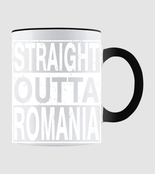 România straight outta model negru pe tricou
