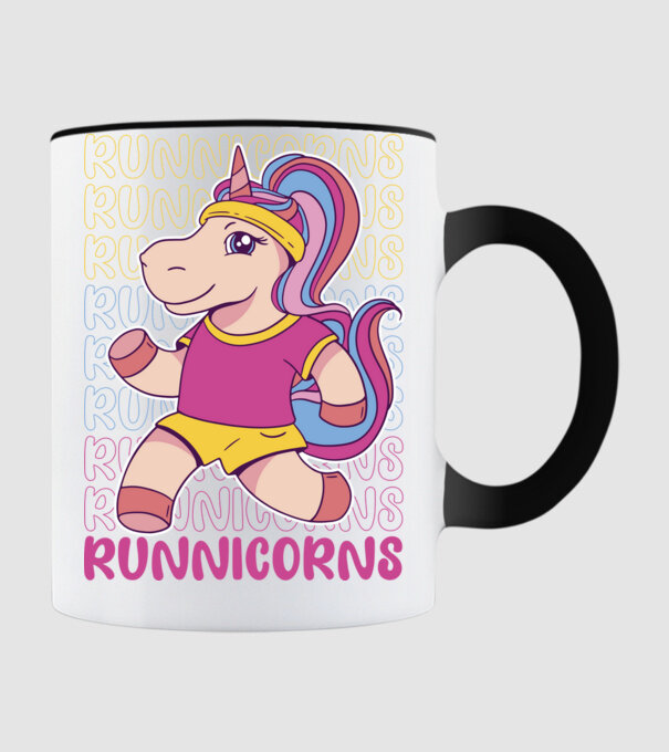 Runnicorns model negru pe tricou