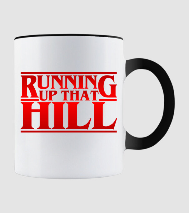 running up that hill model negru pe tricou