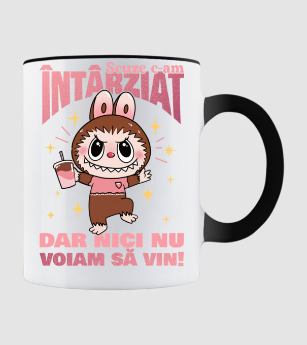 Scuze c-am întârziat model negru pe tricou