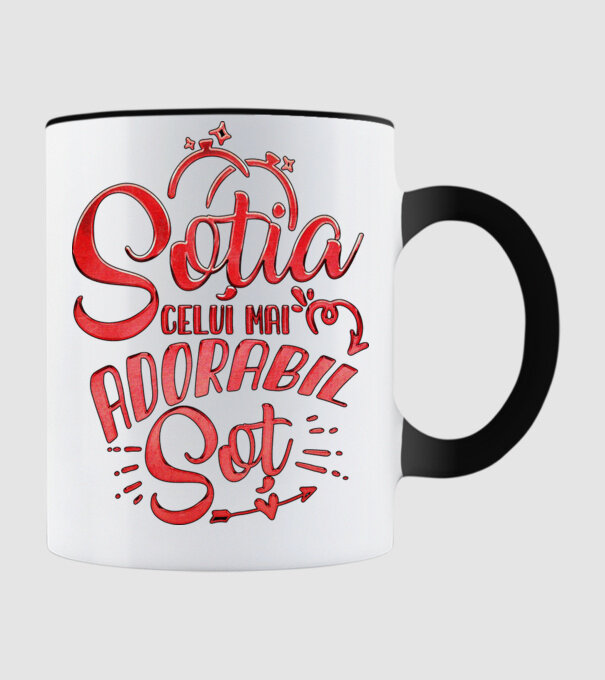 Soția celui mai adorabil soț model negru pe tricou