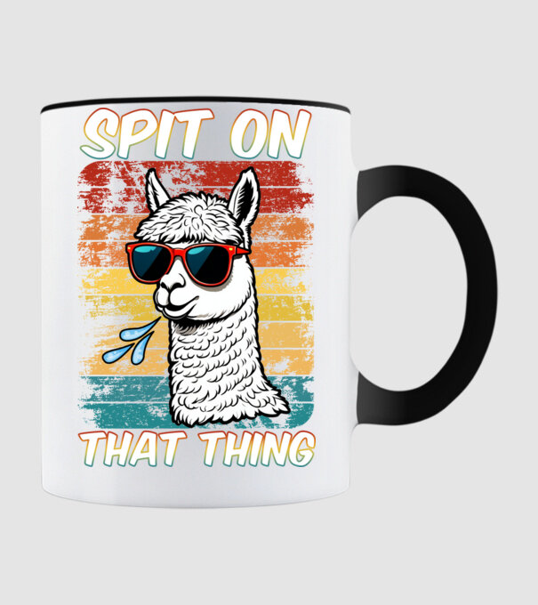 Spit on that thing llama rainbow Hawk Tuah model negru pe tricou