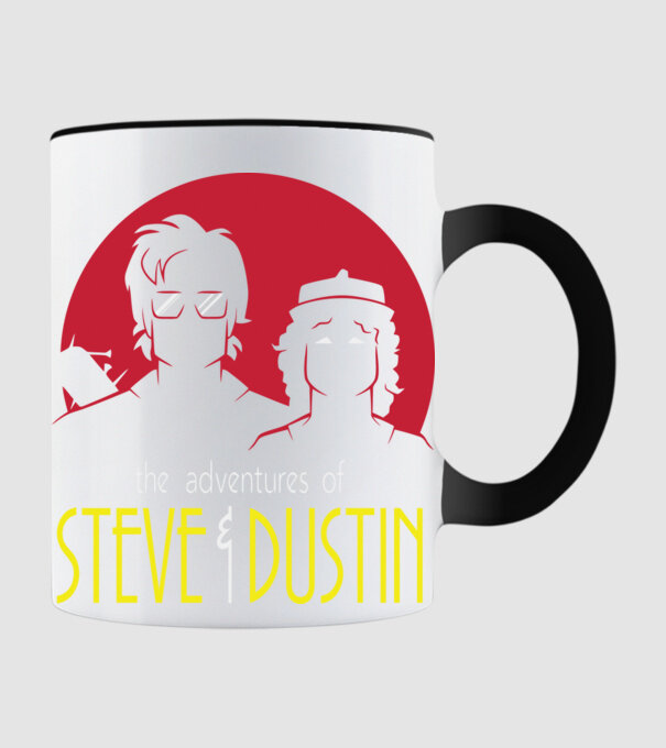 steve and dustin model negru pe tricou