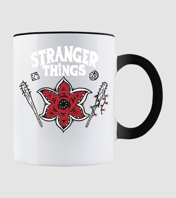 stranger things demogorgon head model negru pe tricou