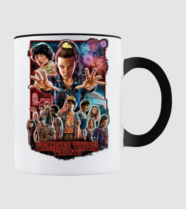 stranger things tribute poster model negru pe tricou